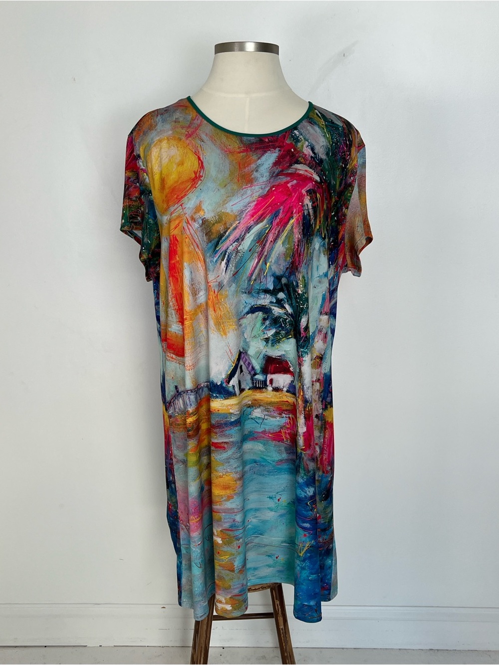 EUC! Leoma Lovegrove Colorful Abstract Beach Print Dress Size‎ 3X